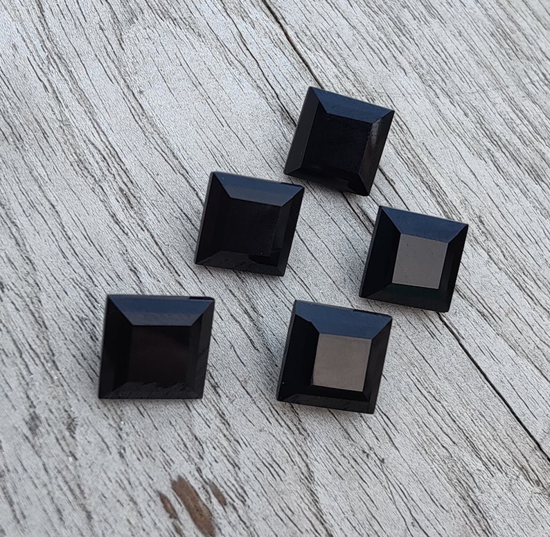 Natural Black Onyx Square Shape Faceted Cut Calibrated AAA Quality Wholesale Gemstones, All Sizes Available image 6