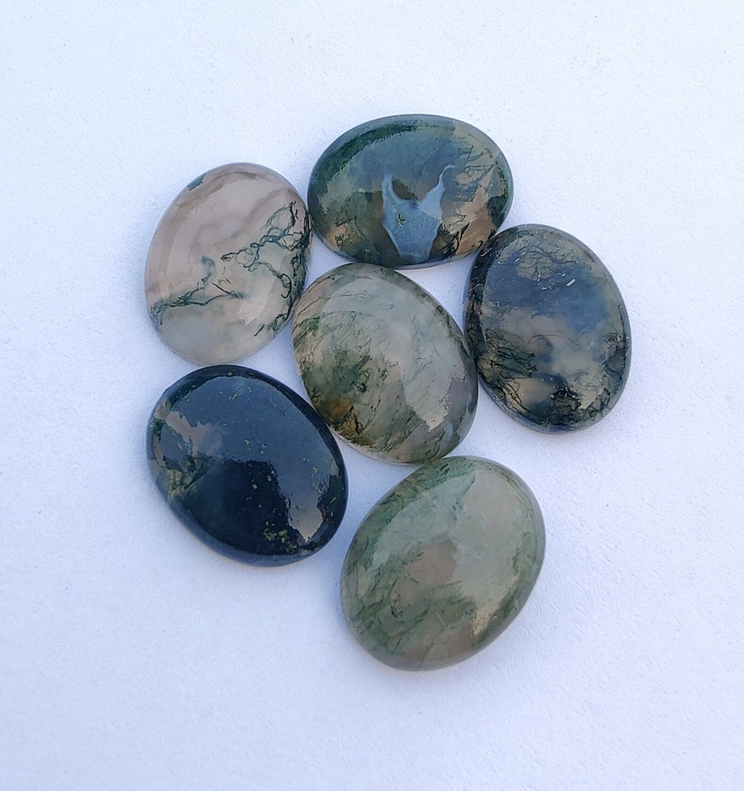 AAA Quality Natural Moss Agate Oval Shape Cabochon Flat Back Calibrated Wholesale Gemstones, All Sizes Available - Etsy