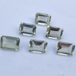 Amatista verde natural: corte rectangular facetado, piedras preciosas calibradas