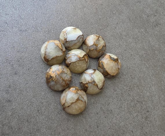 AAA+ Natural Copper Calcite Gemstone: Round Shape Cabachone Calibrated loose Gemstone