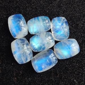 AAA+ Rainbow Moonstone Cabochon: Rectangle Cushion Gemstone
