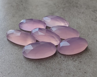 Natural Lavender Chalcedony Cabochon: Rose Cut Oval Calibrated Gemstones