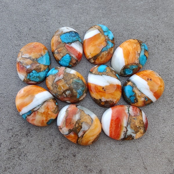 AAA+ Quality Natural Spiny Oyster Turquoise Oval Shape Cabochon Flat Back Calibrated Wholesale Gemstones, All Sizes Available