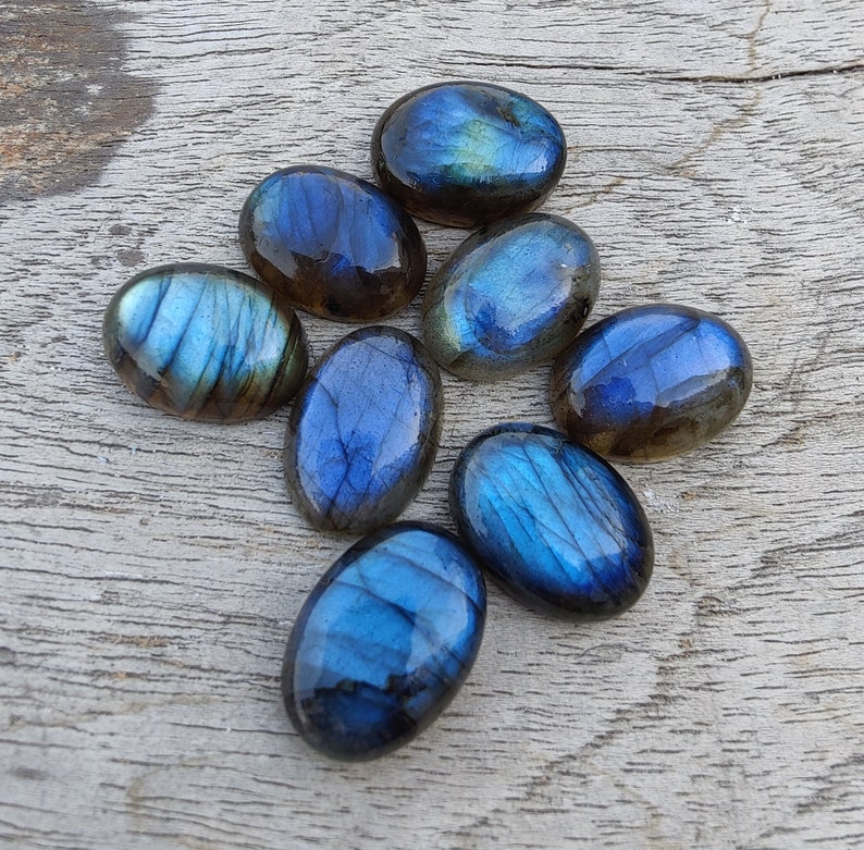 AAA Quality Natural Labradorite Oval Shape Cabochon Flat Back Calibrated Wholesale Gemstones, All Sizes Available zdjęcie 8