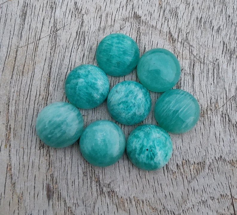 Cabochon rond en Amazonite naturelle à dos plat, calibrées en gros, pierres précieuses de qualité AAA, toutes les tailles disponibles image 10