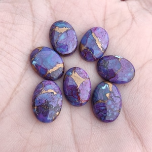 Natural Purple Bronze Turquoise Oval Shape Cabochon Flat Back AAA Quality Calibrated Wholesale Gemstones, All Sizes Available zdjęcie 10