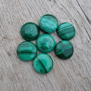 Natural Malachite Round Shape Cabochon Flat Back AAA Quality Calibrated Wholesale Gemstones, All Sizes Available image 3