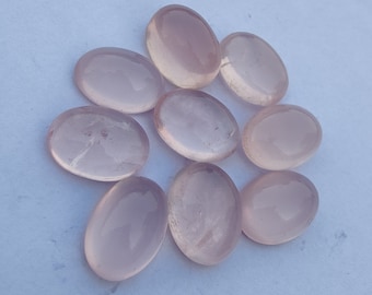 AAA+ Quality Natural Rose Quartz Oval Shape Cabochon Flat Back Calibrated Wholesale Gemstones, All Sizes Available