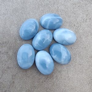 Natural Blue Opal Cabochon: Oval Flat Back Gemstone, AAA+ Quality