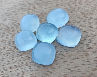 Natural Aqua Milky Cabochon: AAA+ Square Cushion Calibrated Gemstones