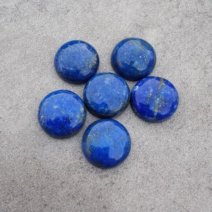 AAA Quality Natural Lapis Lazuli Round Shape Cabochon Flat Back Calibrated Wholesale Gemstones, All Sizes Available image 2