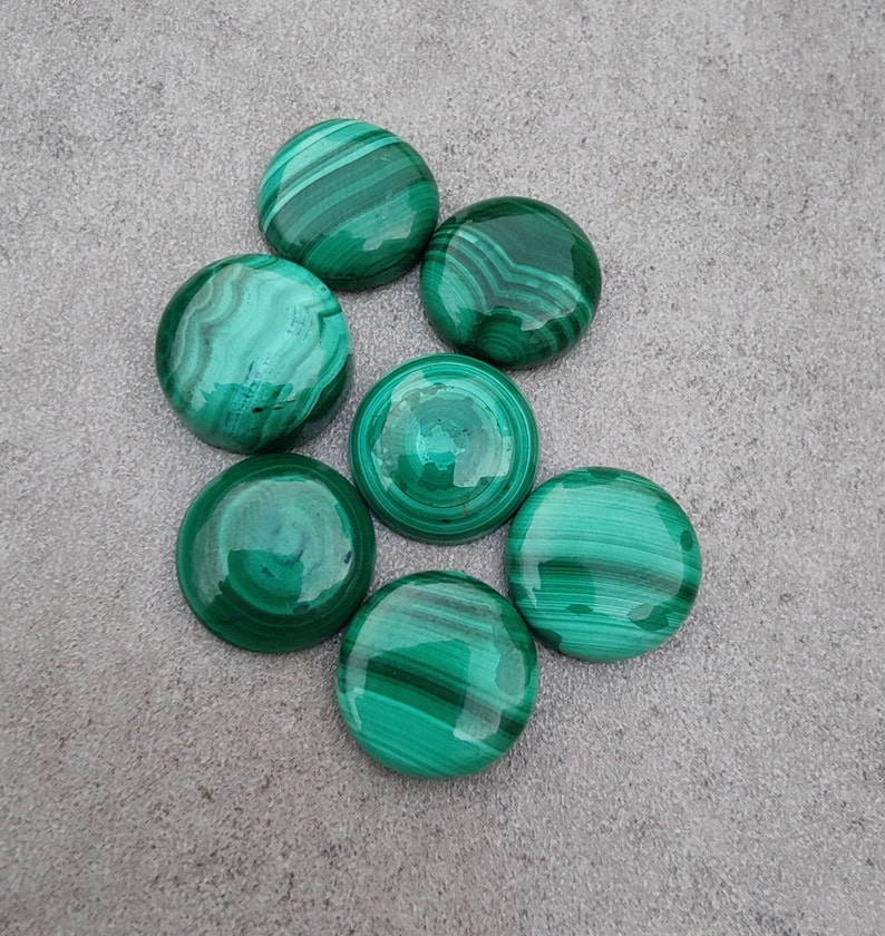 Natural Malachite Round Shape Cabochon Flat Back AAA Quality Calibrated Wholesale Gemstones, All Sizes Available image 9