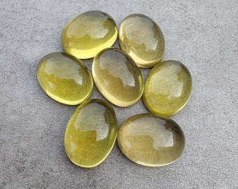 Cabochon de forme ovale en quartz citron naturel à dos plat, calibrées AAA +, pierres précieuses de qualité en gros, tailles personnalisées disponibles