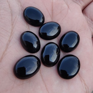 Natural Black Onyx Oval Shape Cabochon Flat Back Calibrated Wholesale AAA Quality Gemstones, All Sizes Available zdjęcie 10