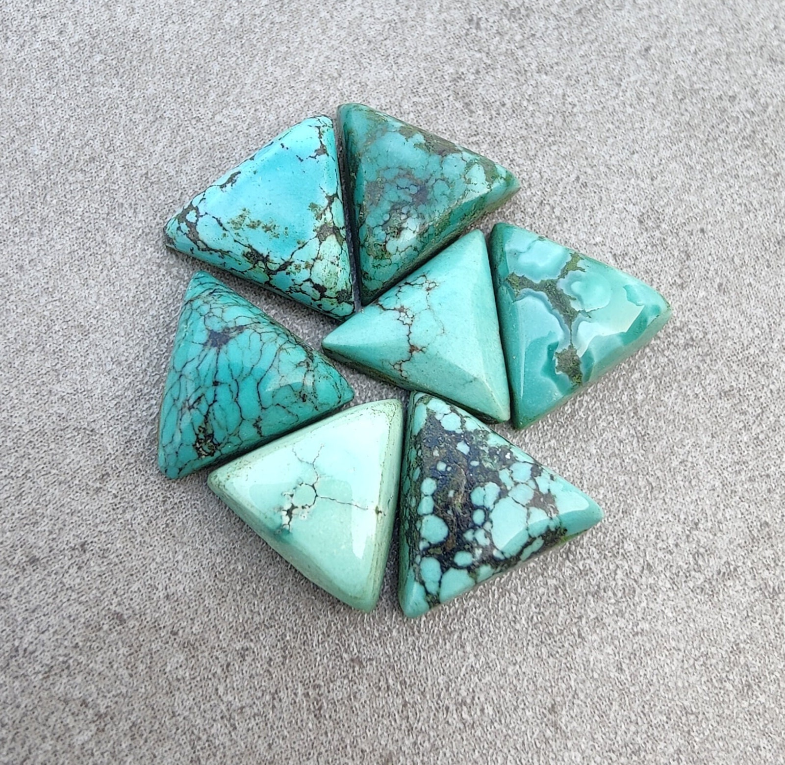 Natural Tibetan Turquoise Triangle Cabochon: AAA+ Quality Gemstone