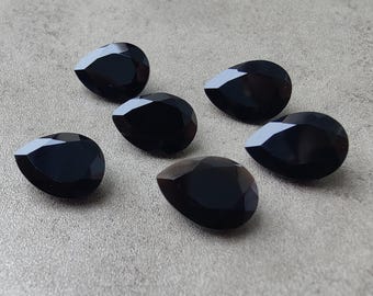 Faceted Black Onyx Pear Gemstone: AAA+ Quality Teardrop Calibrated Gemstone
