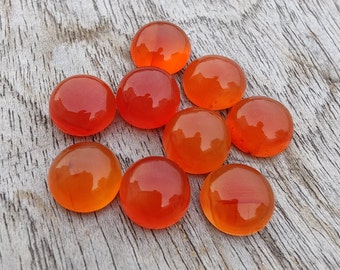 Natural Carnelian Round Shape Cabochon Flat Back Calibrated AAA+ Quality Wholesale Gemstones, All Sizes Available