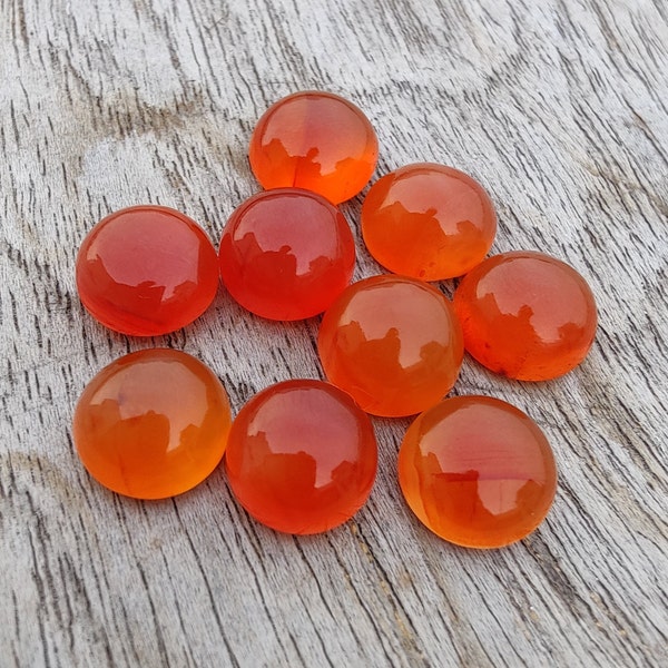 Natural Carnelian Round Shape Cabochon Flat Back Calibrated AAA+ Quality Wholesale Gemstones, All Sizes Available