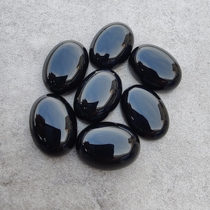 AAA+ Black Onyx Cabochon: Oval Flat Back Calibrated Gemstone image 4