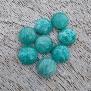 Cabochon rond en Amazonite naturelle à dos plat, calibrées en gros, pierres précieuses de qualité AAA, toutes les tailles disponibles image 2