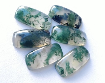 Natural Moss Agate Cabochon: AAA+ Quality Cushion Calibrated Gemstone
