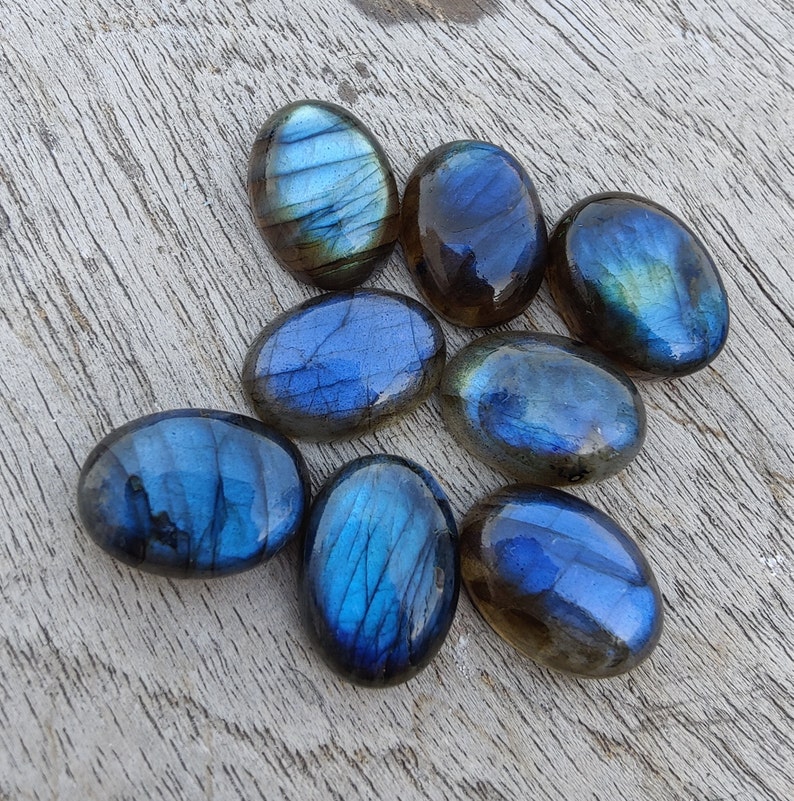 AAA Quality Natural Labradorite Oval Shape Cabochon Flat Back Calibrated Wholesale Gemstones, All Sizes Available zdjęcie 6