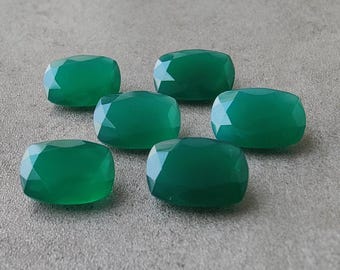 AAA Green Onyx Gemstone: Rectangle Cushion Faceted Cut Calibrated Gemstone