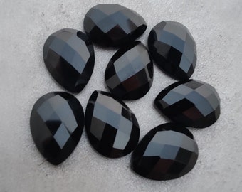 Black Onyx Pear Shape : Checker Cut Teardrop Flat Back Calibrted Gemstones