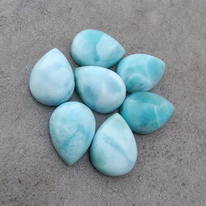 Cabochon en forme de goutte de larimar naturel de qualité AAA dos plat, forme de poire calibrée, pierres précieuses en gros, tailles personnalisées disponibles image 3