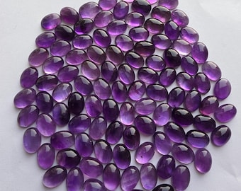 Natural Amethyst Cabochon: Oval Flat Back , AAA+ Quality Calibrated Gemstones