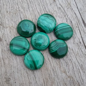 Natural Malachite Round Shape Cabochon Flat Back AAA Quality Calibrated Wholesale Gemstones, All Sizes Available image 7