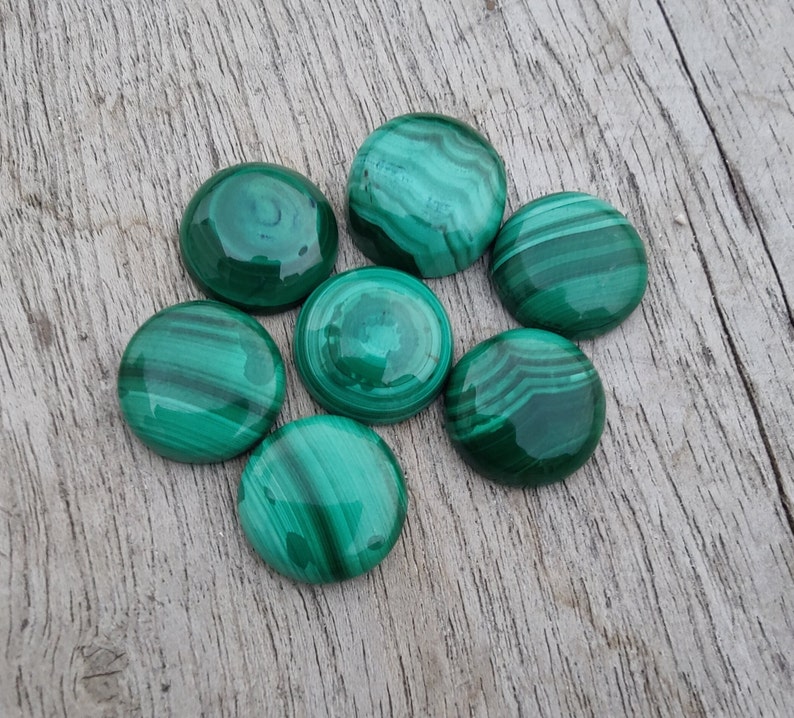 Natural Malachite Round Shape Cabochon Flat Back AAA Quality Calibrated Wholesale Gemstones, All Sizes Available image 7