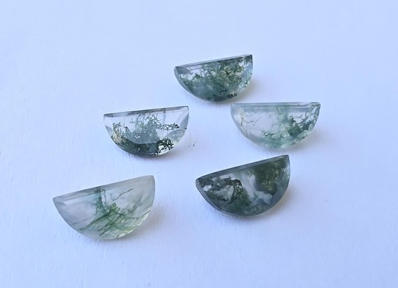AAA+ Quality Natural Moss Agate Half Moon Shape Faceted Cut Calibrated Gemstone