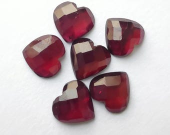 Natural Garnet Heart Gemstone: AAA+ Checker Cut, Calibrated