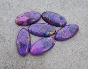 Lila koppar turkos cabochon: Oval platt ädelsten
