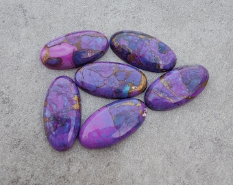 Natural Purple Copper Turquoise Big Oval Shape Cabochon AAA+ Quality Flat Back Calibrated Wholesale Gemstones, All Sizes Available