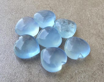 Gemas de cabujón de aguamarina natural en forma de corazón, calidad AAA+, briolette azul al por mayor