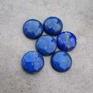 AAA Quality Natural Lapis Lazuli Round Shape Cabochon Flat Back Calibrated Wholesale Gemstones, All Sizes Available image 10