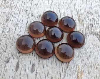 Natural Smoky Quartz Round Shape Cabochon Flat Back Calibrated AAA+ Quality Wholesale Gemstones, All Sizes Available