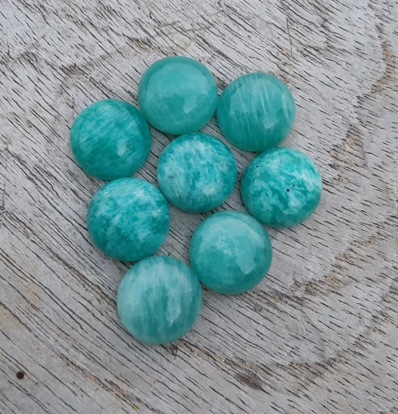 Cabochon rond en Amazonite naturelle à dos plat, calibrées en gros, pierres précieuses de qualité AAA, toutes les tailles disponibles image 9