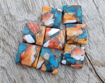 AAA+ Quality Natural Oyster Turquoise Square Shape Cabochon Flat Back Calibrated Wholesale Gemstones, All Sizes Available