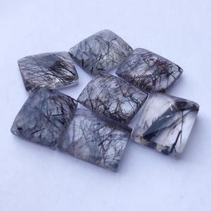 AAA Black Rutile Gemstone: Rectangle Checker Cut, Calibrated Stone