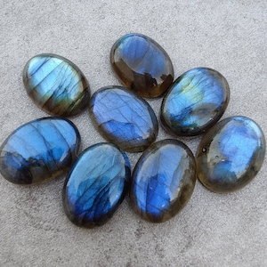 AAA Quality Natural Labradorite Oval Shape Cabochon Flat Back Calibrated Wholesale Gemstones, All Sizes Available zdjęcie 5