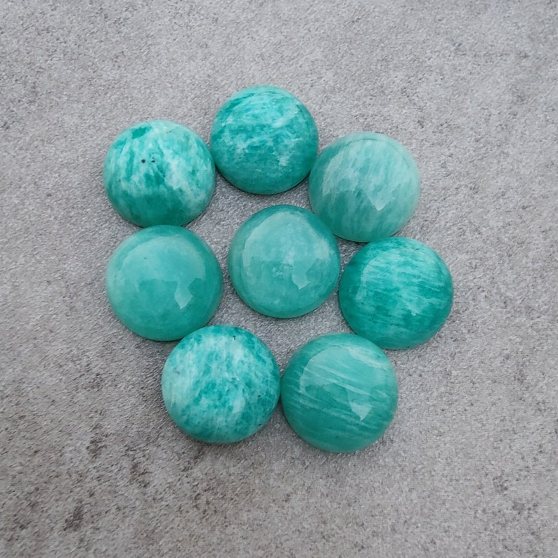 Cabochon rond en Amazonite naturelle à dos plat, calibrées en gros, pierres précieuses de qualité AAA, toutes les tailles disponibles image 3