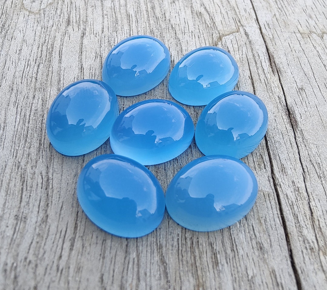 AAA+ Blue Chalcedony Cabochon: Oval Flat Back Gemstone - Etsy