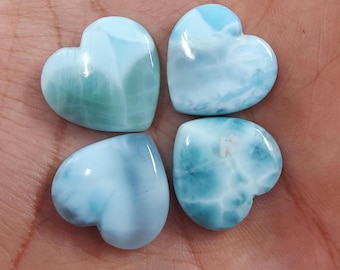 AAA+ Larimar Heart Cabochon: Natural Blue Gemstone