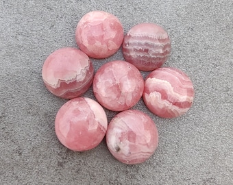 Natural Rhodochrosite Cabochon: Round Flat Back Gemstone