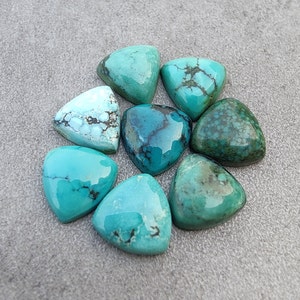 AAA+ Quality Natural Tibetan Turquoise Trillion Shape Cabochon Flat Back Calibrated Wholesale Gemstones, All Sizes Available