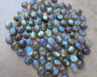 Natural Labradorite Oval Shape Flat Back Cabochon: Multi Shade Calibrated Gemstones