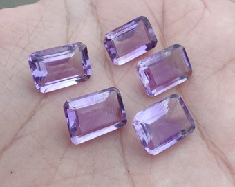 Piedras preciosas al por mayor calibradas de corte facetado con forma de rectángulo de amatista natural de calidad AAA+, tamaños personalizados disponibles